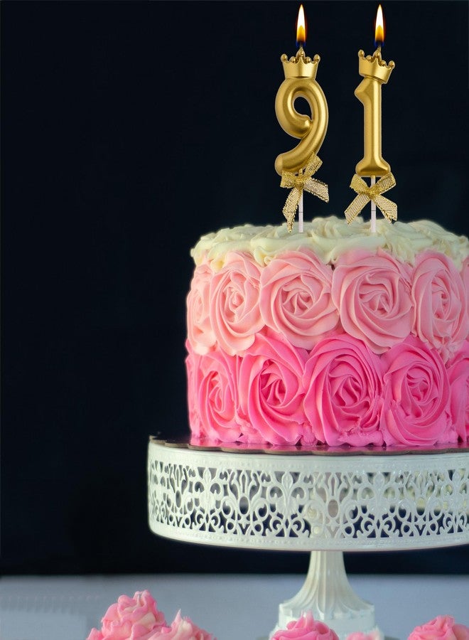 AOOLADA 91st Birthday Candles, Gold 91 Year Old Number Birthday Candles, Happy Birthday Cake Topper Gifts Party Decorations for Men Women - Image 5
